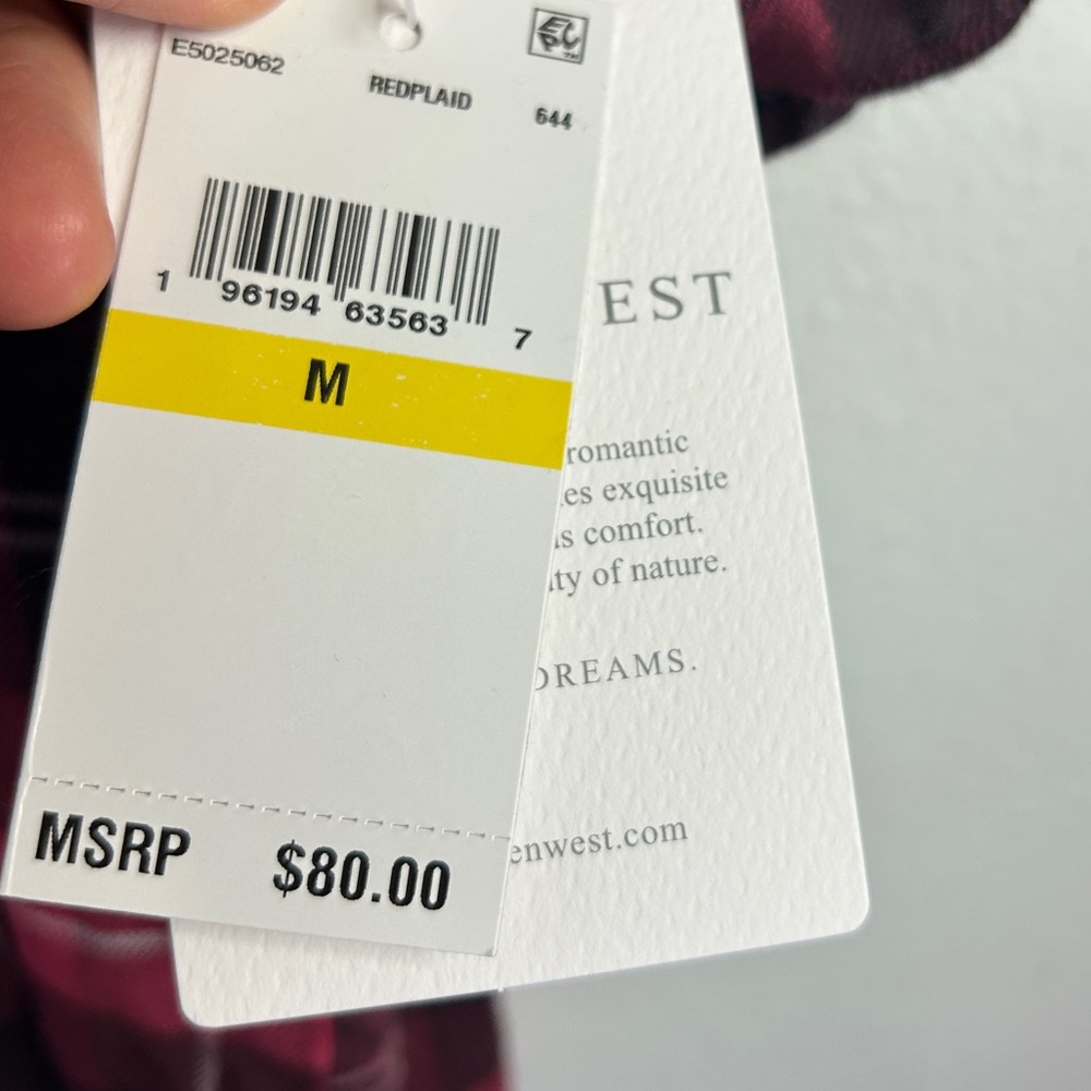 Eileen West womans in full swing nightgown new red pink plaid flannel Pjs dress - Picture 5 of 16